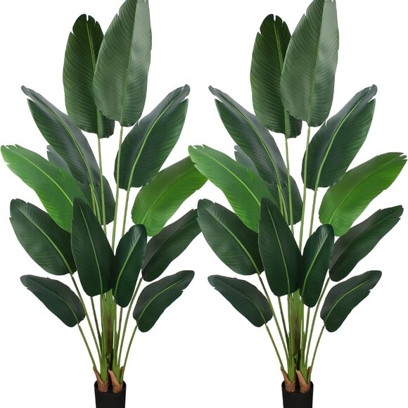 Artificial Bird of Paradise Plant 6 Ft Tall Fake Banana Leaf Plant for Indoors a